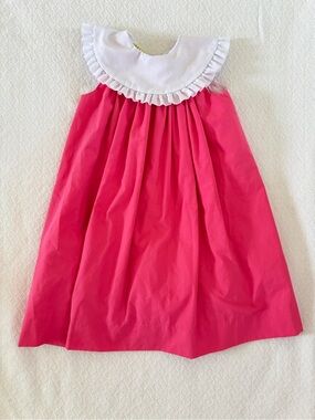 Le’ Za Me Pink Dress with White Ruffle Collar